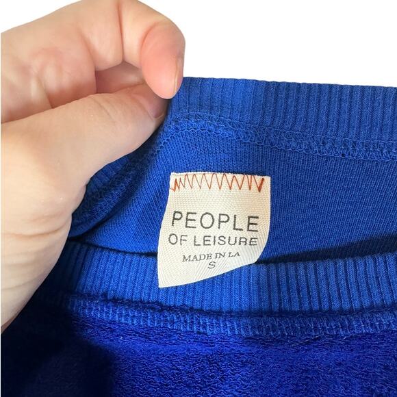 People of Leisure Smile Sweatshirt Dark Blue Raglan‎ Sleeve Small Lounge Comfort - Picture 5 of 8